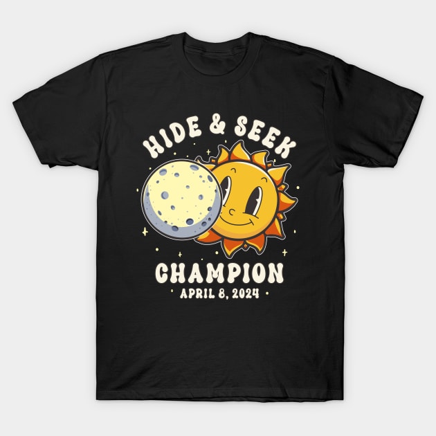 Total Solar Eclipse 2024 Hide & Seek Champion Funny Sun Peeking Out From Behind The Moon T-Shirt by FloraLi